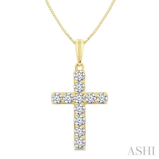 ASHI Cross Diamond Fashion Pendant 952E3PPFGPDYG