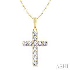 ASHI Cross Diamond Fashion Pendant 952E3PPFGPDYG