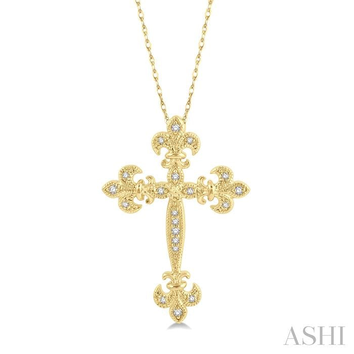 ASHI Cross Fleur De Lis Diamond Fashion Pendant 953B8PPTSPDYG