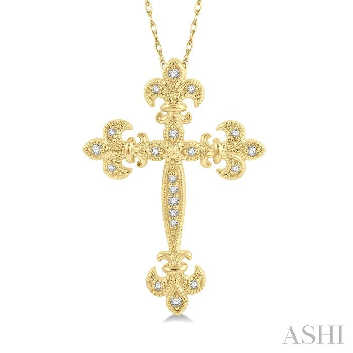 ASHI Cross Fleur De Lis Diamond Fashion Pendant 953B8PPTSPDYG