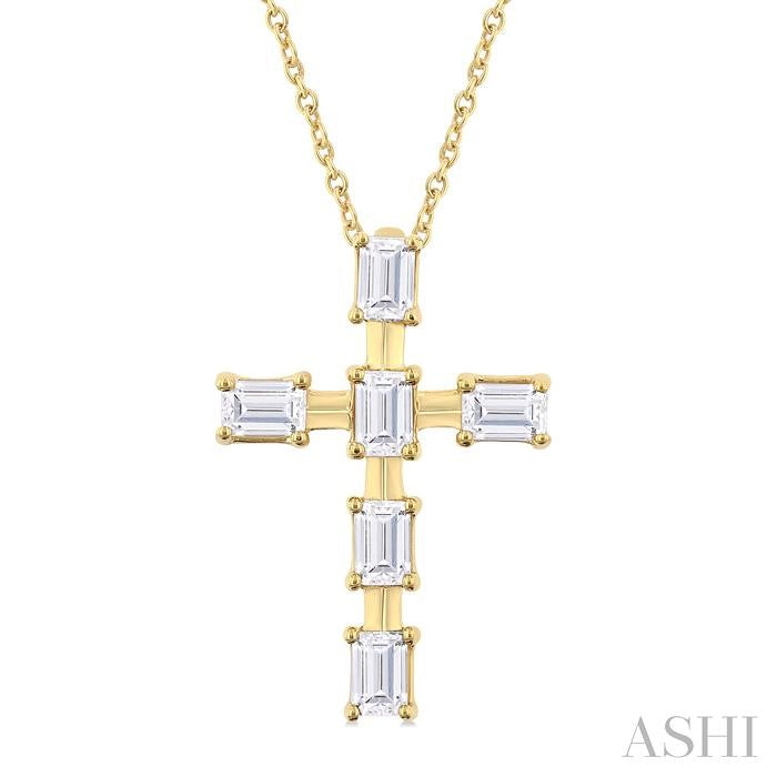 ASHI Cross Diamond Fashion Pendant 953C3PPFGPDYG