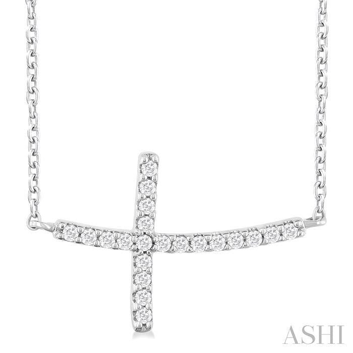 ASHI Sideway Cross Petite Diamond Fashion Pendant 954C8PPTSPDWG