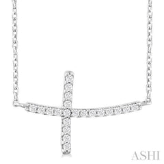 ASHI Sideway Cross Petite Diamond Fashion Pendant 954C8PPTSPDWG