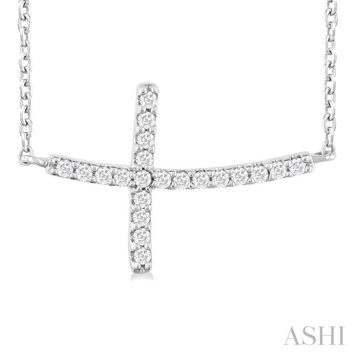 ASHI Sideway Cross Petite Diamond Fashion Pendant 954C8PPTSPDWG