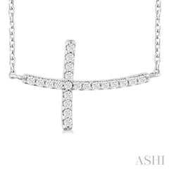 ASHI Sideway Cross Petite Diamond Fashion Pendant 954C8PPTSPDWG