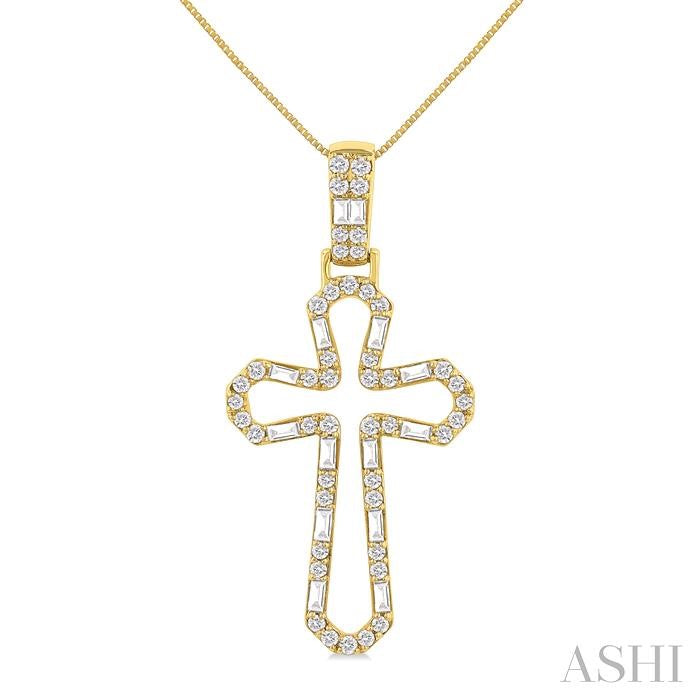 ASHI Cross Diamond Fashion Pendant 954D3PPTGPDYG