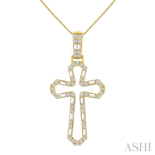 ASHI Cross Diamond Fashion Pendant 954D3PPTGPDYG