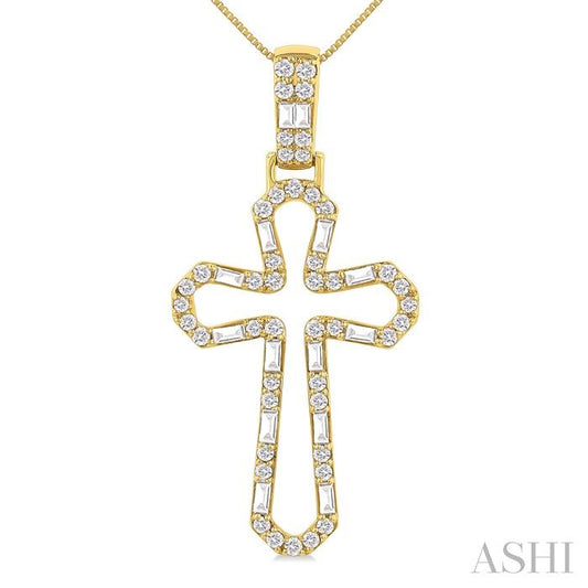 ASHI Cross Diamond Fashion Pendant 954D3PPTGPDYG