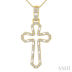 ASHI Cross Diamond Fashion Pendant 954D3PPTGPDYG