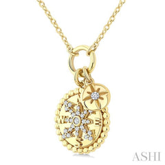 ASHI Compass Charm Diamond Fashion Pendant 954E8PPTGPDYG