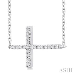 ASHI Sideway Cross Petite Diamond Fashion Pendant 955C8PPTSPDWG