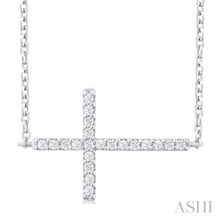 ASHI Sideway Cross Petite Diamond Fashion Pendant 955C8PPTSPDWG