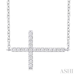 ASHI Sideway Cross Petite Diamond Fashion Pendant 955C8PPTSPDWG