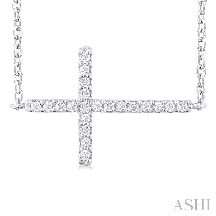 ASHI Sideway Cross Petite Diamond Fashion Pendant 955C8PPTSPDWG