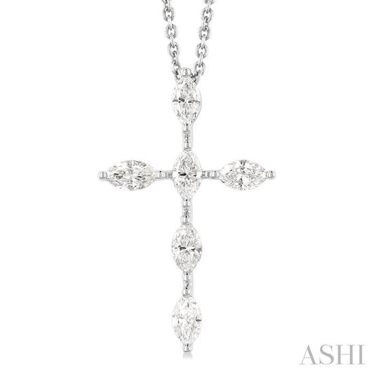 ASHI Marquise Shape 6 Stone Cross Diamond Fashion Pendant 955D2PPFGPDWG-MQ