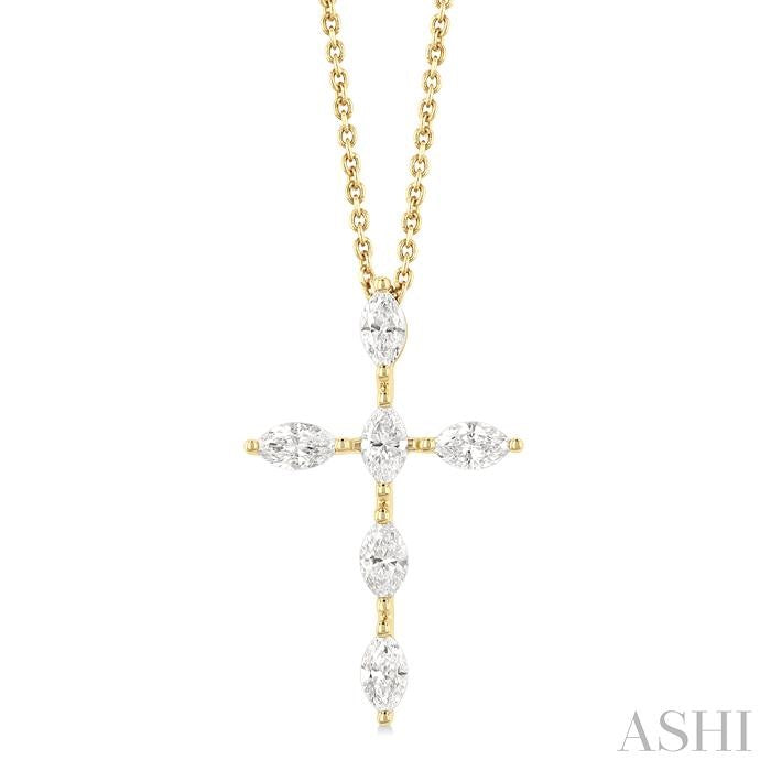 ASHI Marquise Shape 6 Stone Cross Diamond Fashion Pendant 955D2PPFGPDYG-MQ