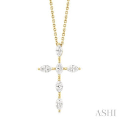 ASHI Marquise Shape 6 Stone Cross Diamond Fashion Pendant 955D2PPFGPDYG-MQ