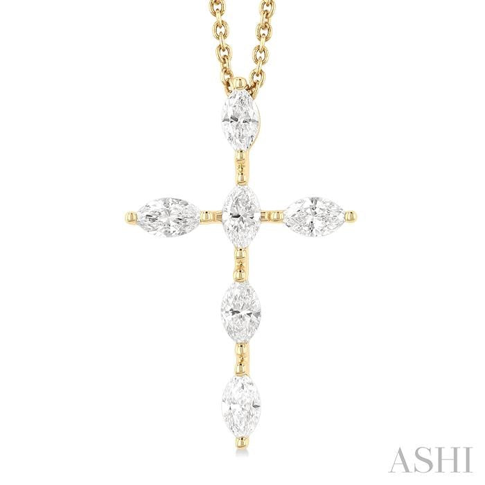 ASHI Marquise Shape 6 Stone Cross Diamond Fashion Pendant 955D2PPFGPDYG-MQ