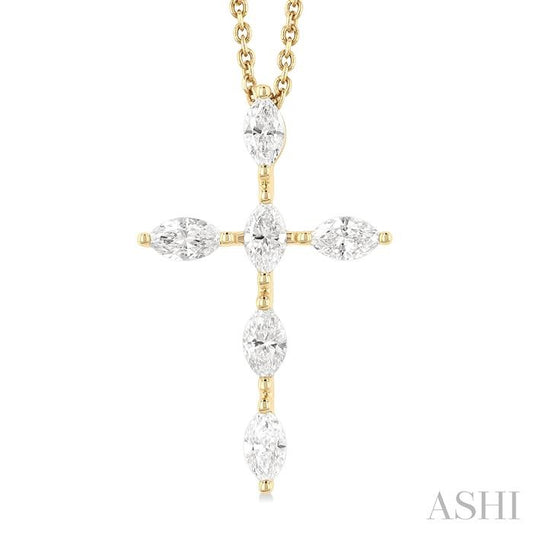 ASHI Marquise Shape 6 Stone Cross Diamond Fashion Pendant 955D2PPFGPDYG-MQ