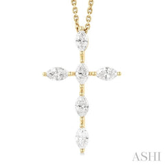 ASHI Marquise Shape 6 Stone Cross Diamond Fashion Pendant 955D2PPFGPDYG-MQ