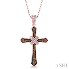 ASHI Cross Champagne Diamond Fashion Pendant 95786PPTSPDPG