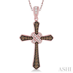 ASHI Cross Champagne Diamond Fashion Pendant 95786PPTSPDPG