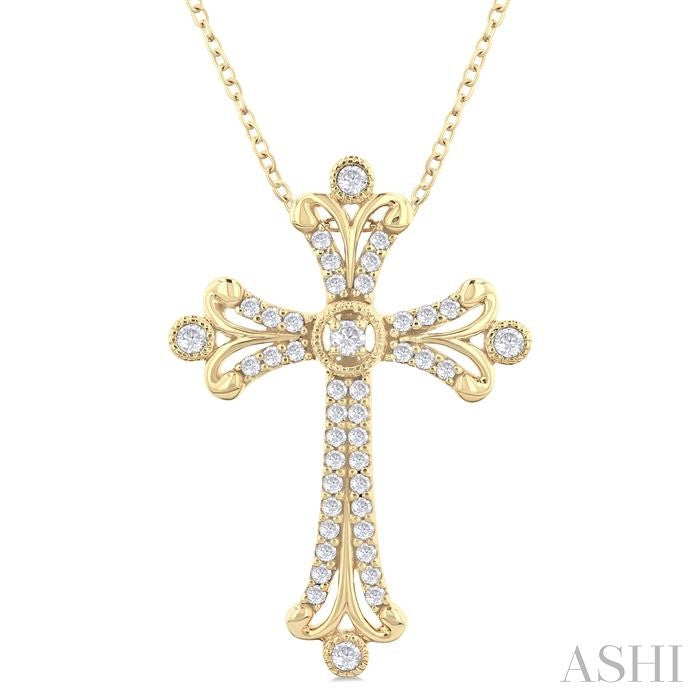 ASHI Cross Diamond Fashion Pendant 958C5PPFGPDYG