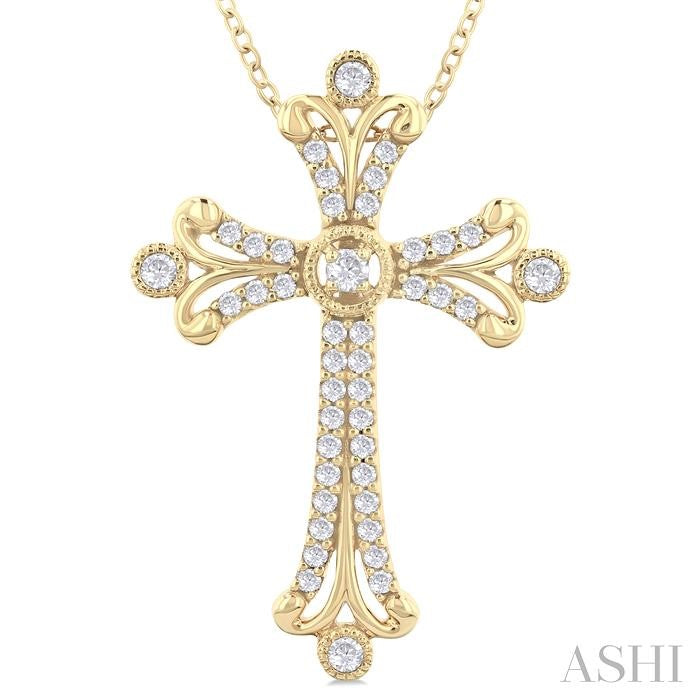 ASHI Cross Diamond Fashion Pendant 958C5PPFGPDYG