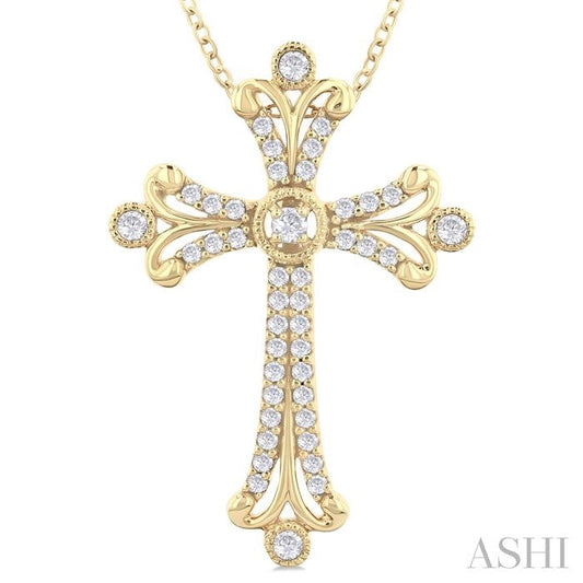 ASHI Cross Diamond Fashion Pendant 958C5PPFGPDYG