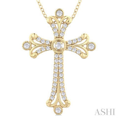 ASHI Cross Diamond Fashion Pendant 958C5PPFGPDYG