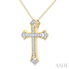 ASHI Cross Diamond Fashion Pendant 959C6PPFGPDYW