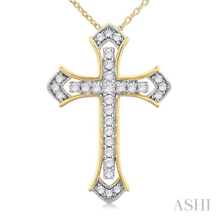 ASHI Cross Diamond Fashion Pendant 959C6PPFGPDYW