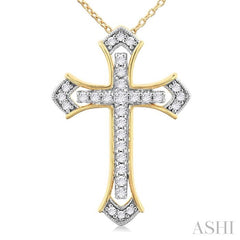 ASHI Cross Diamond Fashion Pendant 959C6PPFGPDYW