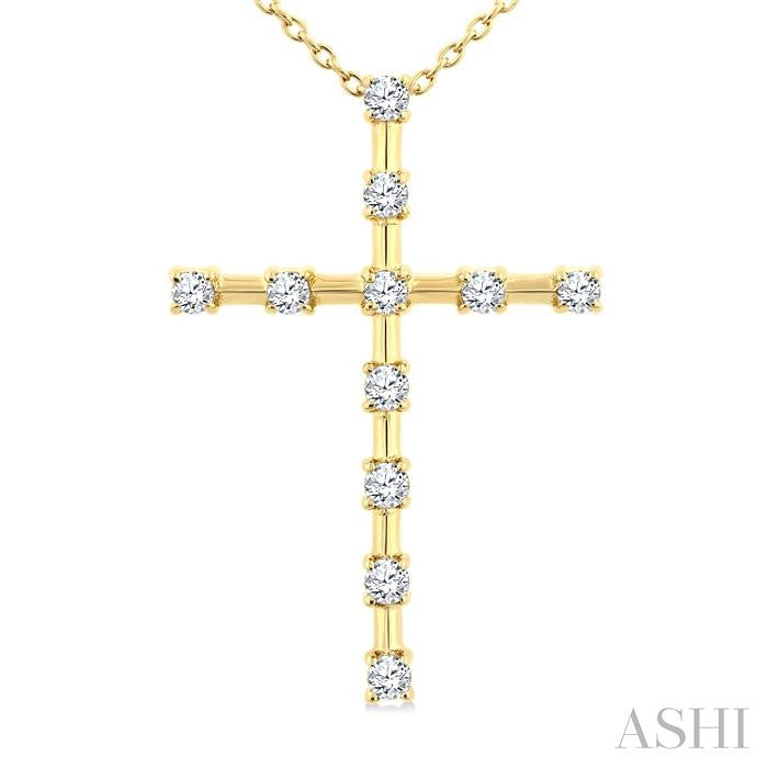 ASHI Cross Floating Diamond Fashion Pendant 959D6PPTGPDYG