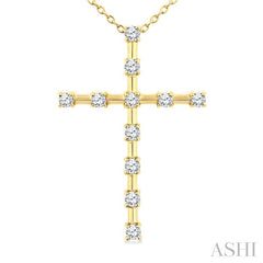 ASHI Cross Floating Diamond Fashion Pendant 959D6PPTGPDYG