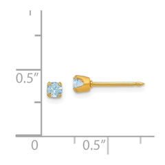 95E Inverness 14k 3mm March Crystal Birthstone Post Earrings