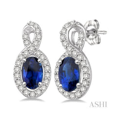 ASHI Oval Shape Gemstone & Halo Diamond Earrings 58507PPTSERSPWG