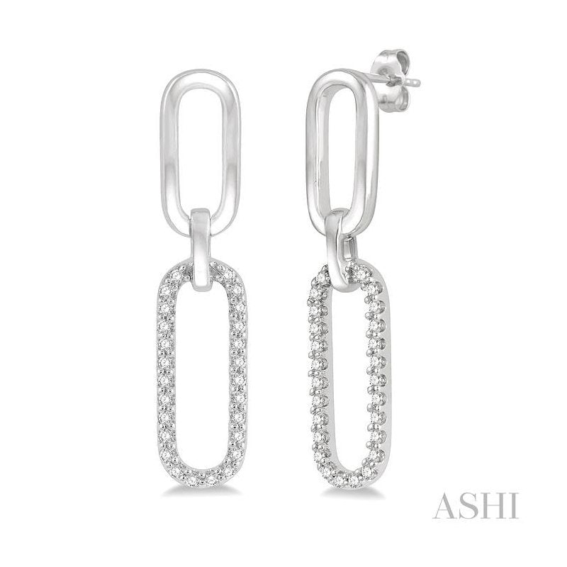 ASHI Paper Clip Diamond Fashion Earrings 664E8PPFHERWG