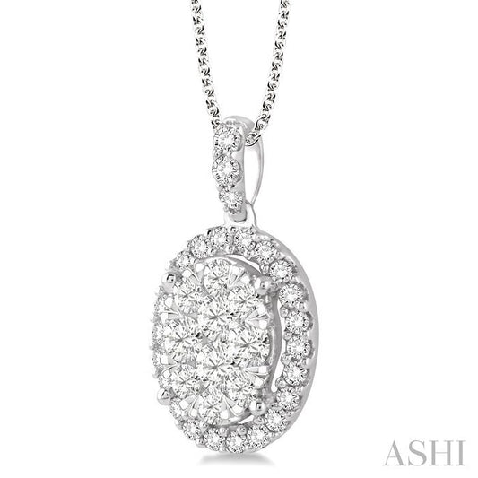 ASHI Oval Shape Halo Lovebright Essential Diamond Pendant 96070PPFVPDWG-2.00