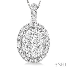 ASHI Oval Shape Halo Lovebright Essential Diamond Pendant 96070PPFVPDWG-2.00