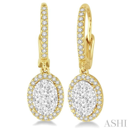 ASHI Oval Shape Halo Lovebright Essential Diamond Earrings 96072PPFVERYW