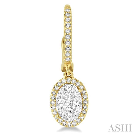 ASHI Oval Shape Halo Lovebright Essential Diamond Earrings 96072PPFVERYW