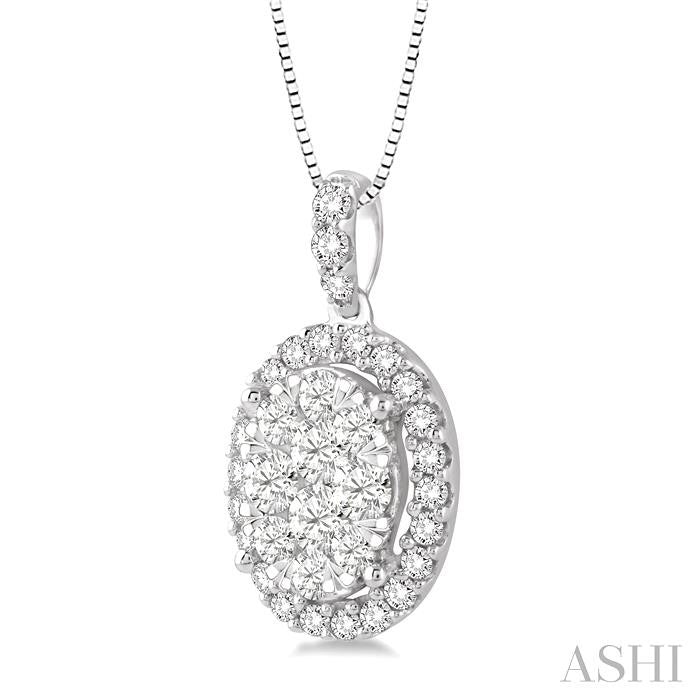 ASHI Oval Shape Halo Lovebright Essential Diamond Pendant 96072PPFVPDWG