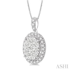 ASHI Oval Shape Halo Lovebright Essential Diamond Pendant 96072PPFVPDWG