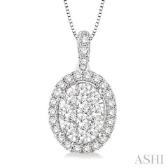 ASHI Oval Shape Halo Lovebright Essential Diamond Pendant 96072PPFVPDWG
