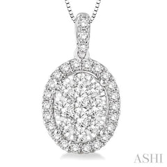ASHI Oval Shape Halo Lovebright Essential Diamond Pendant 96072PPFVPDWG