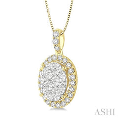 ASHI Oval Shape Halo Lovebright Essential Diamond Pendant 96072PPFVPDYW