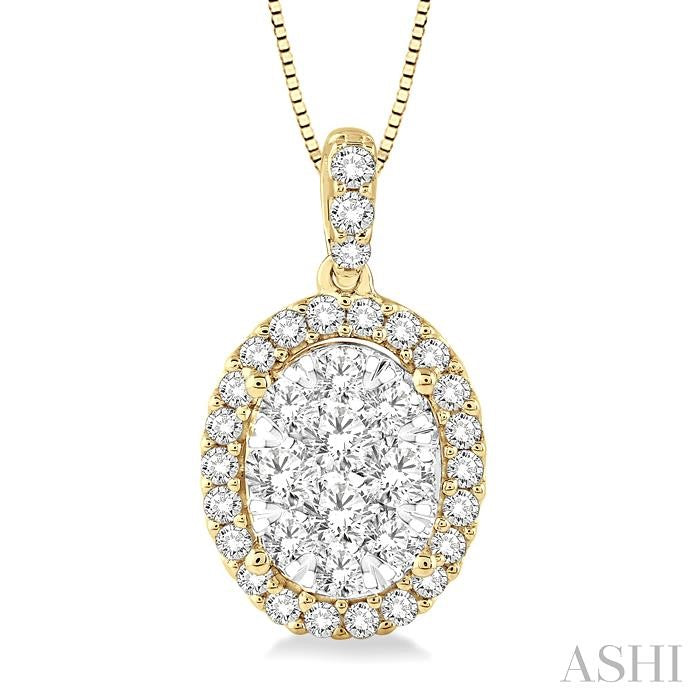 ASHI Oval Shape Halo Lovebright Essential Diamond Pendant 96072PPFVPDYW