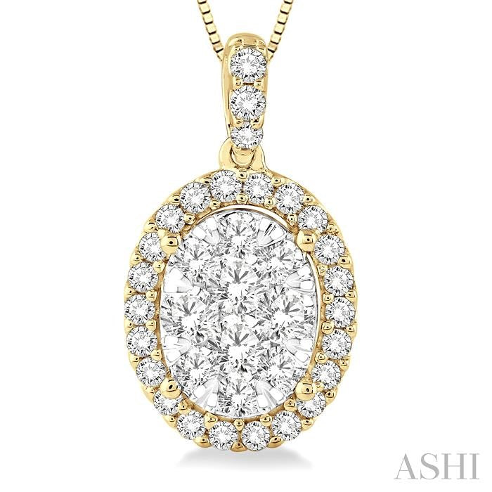 ASHI Oval Shape Halo Lovebright Essential Diamond Pendant 96072PPFVPDYW