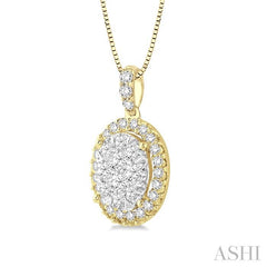 ASHI Oval Shape Halo Lovebright Essential Diamond Pendant 96075PPFVPDYW